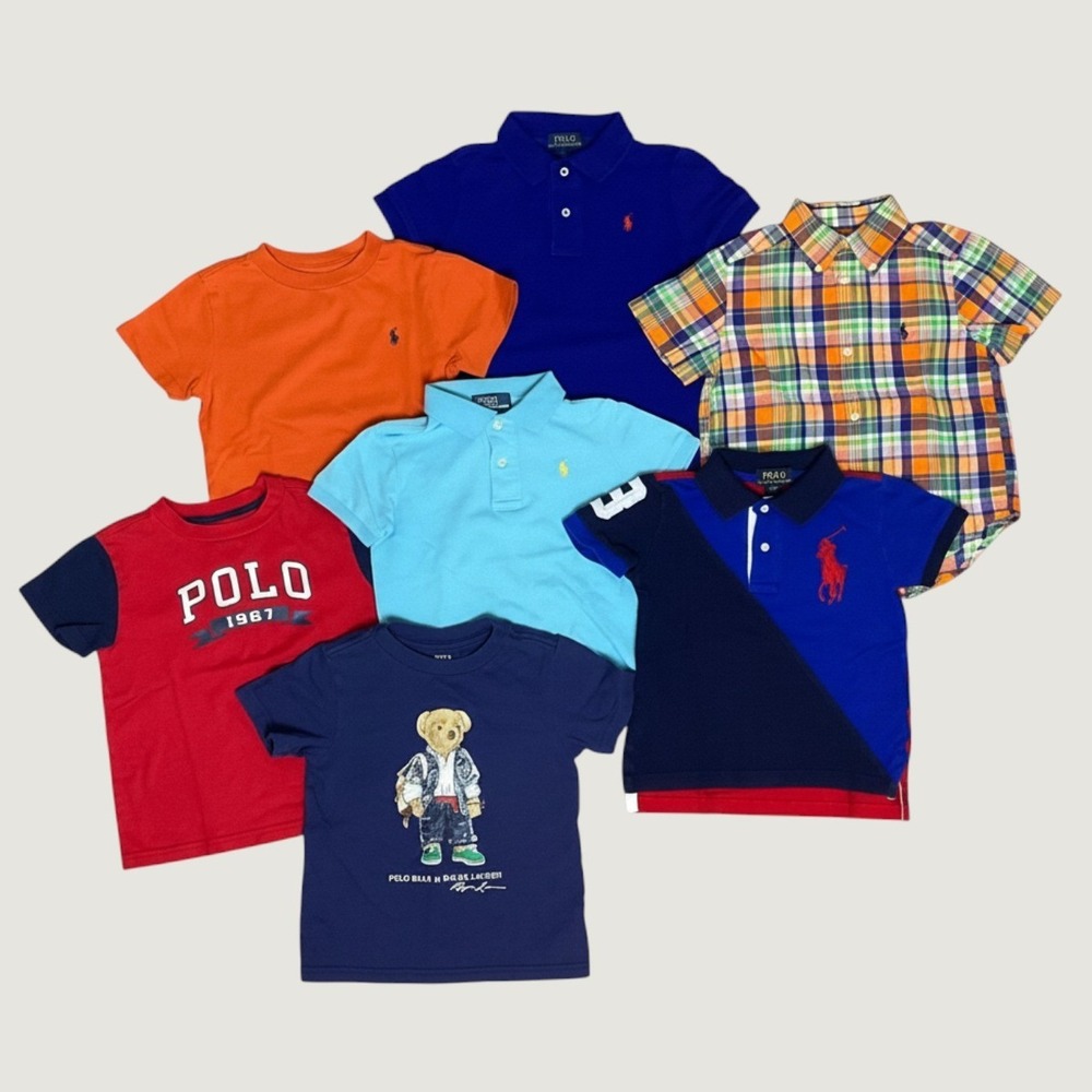 Polo Ralph Lauren Boys 3T Shirt Lot Polo Bear Plaid Button Down Pique Polos 7pc